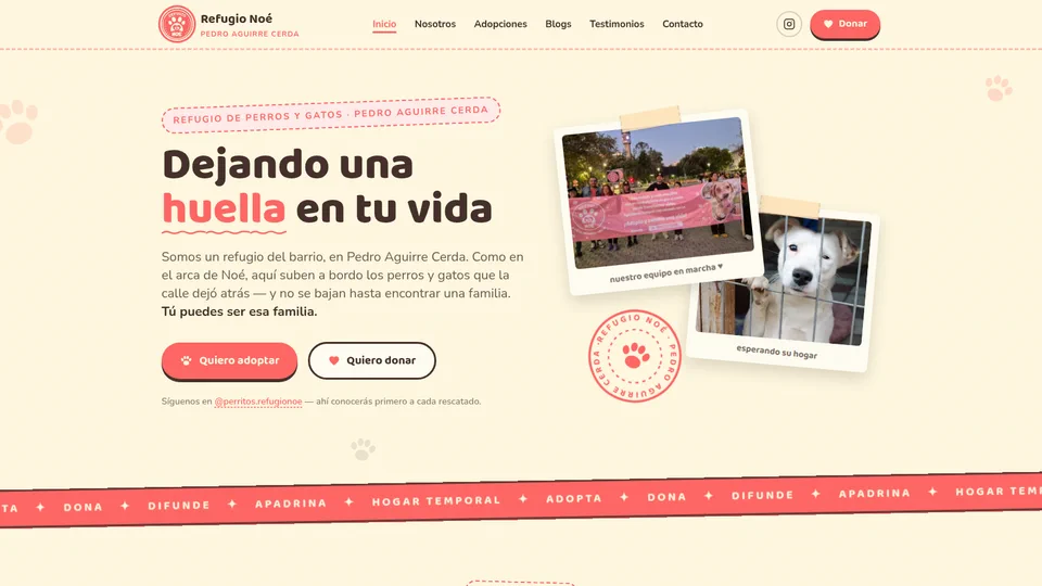 Sitio web desarrollado para Refugio Noé